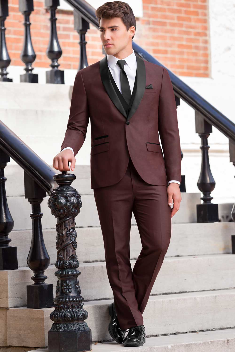 burgundy tuxedo dress