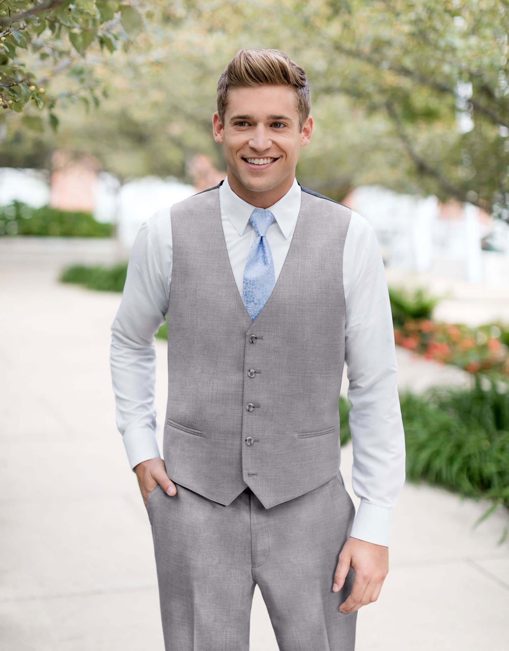 Ultra Slim Heather Grey Clayton Suit RENTAL - Image 3