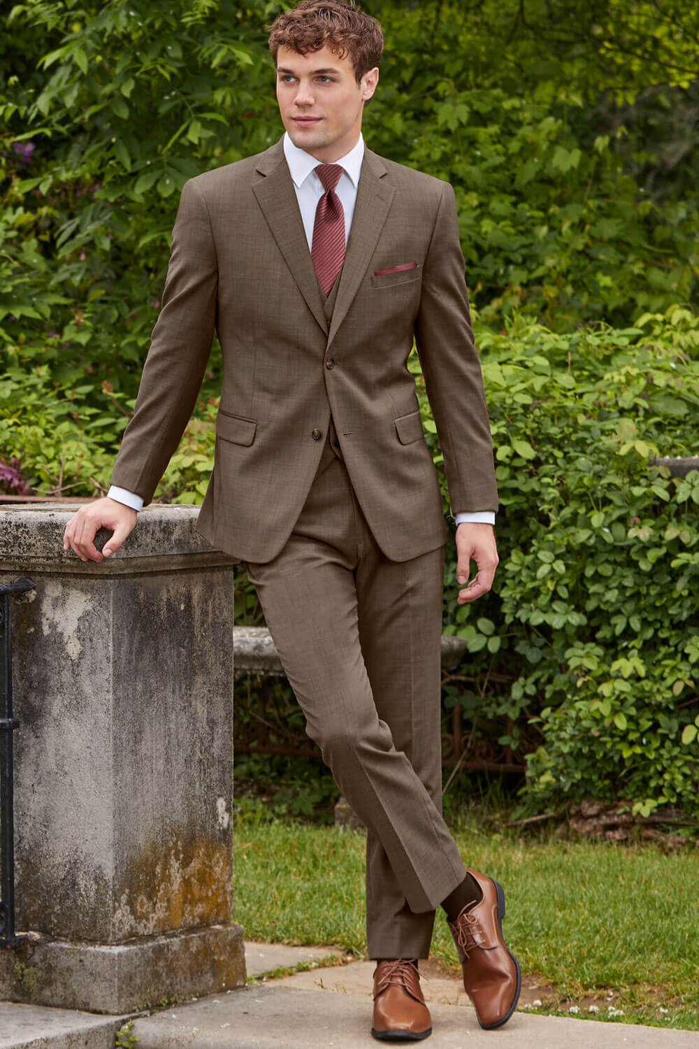 Light Brown Skinny Fit Suit Three Piece Set - High End- Slim Fit -  Separates - Wedding - Prom | Perfect Tux