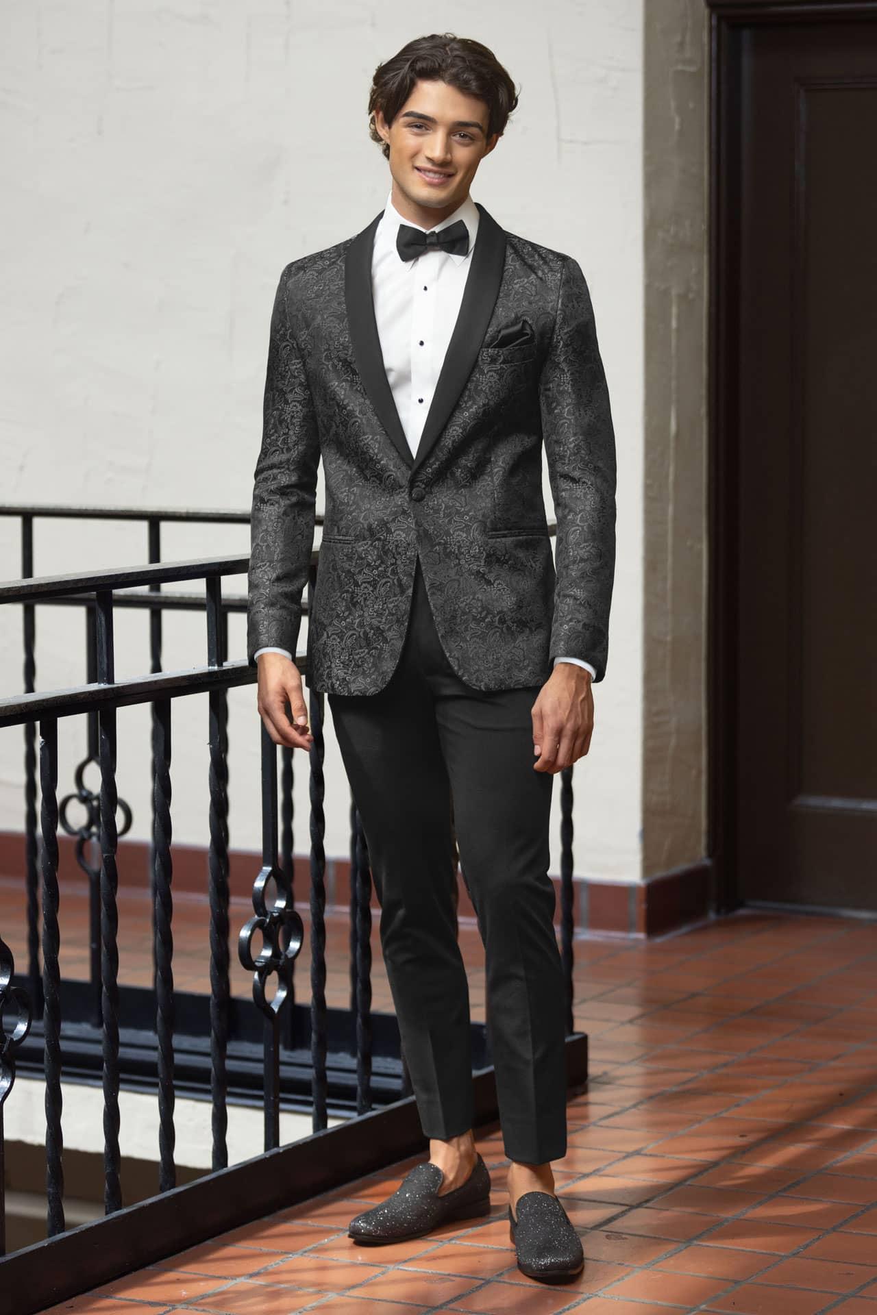 Granite or White/Silver Aries Paisley Tuxedo RENTAL – Belmeade