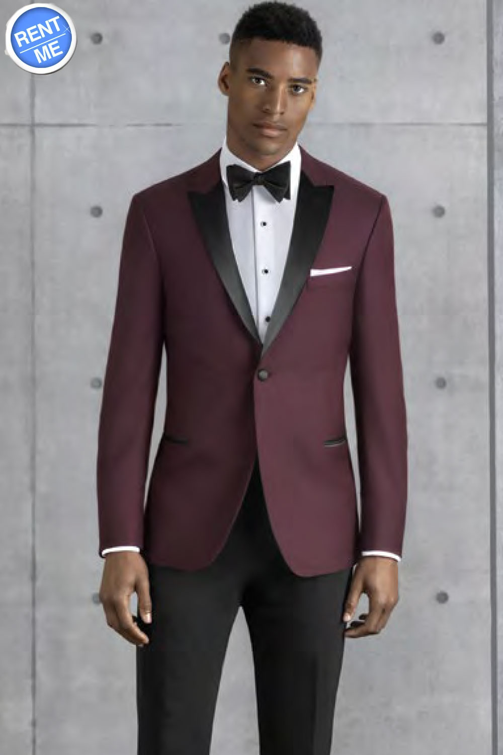 Mens Daxson Burgundy Slim Fit Shawl Collar 3pc Tuxedo