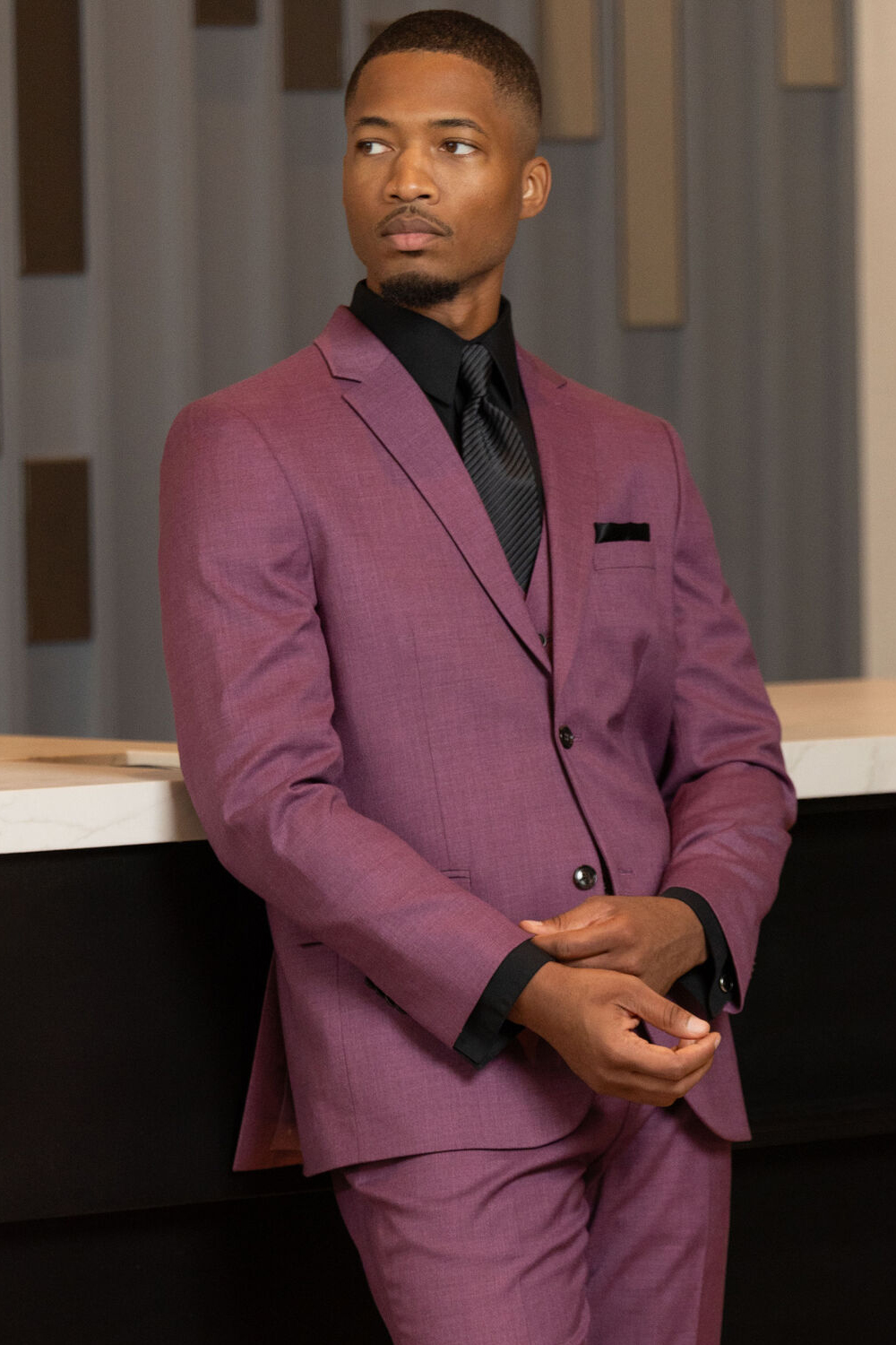 Violet Stretch Slim Fit Suit - Image 2